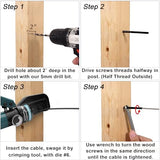 Steel DN Mate 100 Pack Black T316 Stainless Steel Left&Right Handed Thread Swage Lag Screws for Wood Post of 1/8" Black Cable Railing Kit, Deck/Stair Railing DIY Baluster Kit, Wrench Included