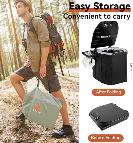 Portable Camping Toilet Upgraded Soft Camp Toilet Seat with Paper Holder- Travel Potty Perfect for Emergency Preparedness, Backcountry, Car, Boat, Road Trips. (BLACK)