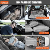 SUV Air Mattress: Inflatable Car Air Mattress for Camping, Flocking Car Bed with Air Pump & 2 Pillows, Portable Sleeping Pad Mattress for Home Car Travel Camping Grey