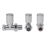 VANCOCO 2Pcs 1/2"×15mm Chrome Straight Radiator Valves Round, Manual Radiator Valves Pair Standard Connection for Heated Towel Rail and Central Heating Modern Bathroom
