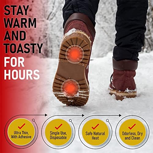 Insole Foot Warmers - Up to 10 Hours of Heat, Easily Apply with Adhesive - Ultra Thin, Easy, All Natural - Air Activated, Odorless Hot Insole Warmers - Sport Temp