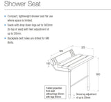 Taps2Traps® Wall Mounted Fold Down Shower Seat With Legs