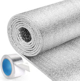 Window Insulation for Summer Heat, Reflective Insulation Roll 24 in X 10 Feet, Double-Sided Aluminum Foam Core Radiant Barrier Kit with Tape for RV Windows Door