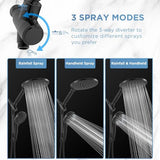 Dual Handheld Shower Head Combo, 2-in-1 Rain Shower Heads System 8 Inch Rainfall Shower Head and 10 Modes High Pressure Hand Held Showerhead with Built-in Power Wash