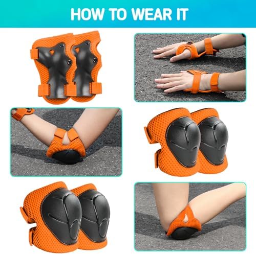 Kids Protective Gear Set Knee Pads for Kids 3-14 Years Toddler Knee and Elbow Pads with Wrist Guards 3 in 1 for Skating Cycling Bike Rollerblading Scooter