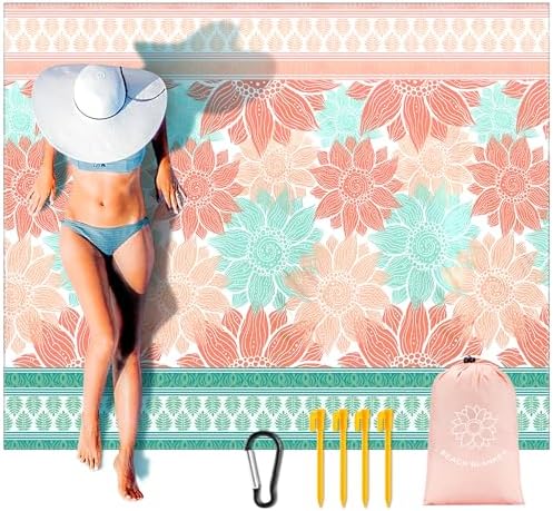 Beach Blanket Waterproof Sandproof Extra Large Beach Mat 79" X 83"/120"x108"for 1-8 Adults Quick Drying Durable Outdoor Picnic Mat for Beach Travel Camping Hiking