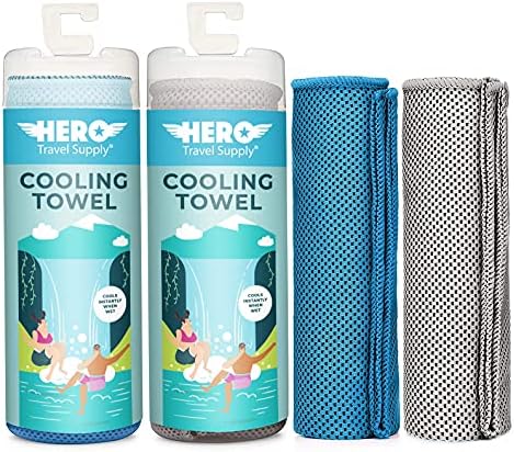 Hero Cooling Towel, Hiking, Sports, Yoga (Pack of 2) Ultra Soft Microfiber, 40 x 12