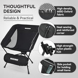 MARCHWAY Lightweight Folding Camping Chair, Stable Portable Compact for Outdoor Camp, Travel, Beach, Picnic, Festival, Hiking, Backpacking, Supports 330Lbs (Black)