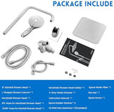 Dual Shower Head Combo, 8'' High Pressure Rain Shower Head with Handheld Spray, 6 Settings Handheld Showerhead, 15" Height Adjustable Slide Bar, Angle Adjustable, Chrome Polished