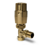 Gold Angled Thermostatic Radiator Valves TRV Modern Radiator Valves 15mm x 1/2" (Set of 2) for Heated Towel Rails & Central Heating Radiators Radiator Valve Set