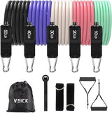 VEICK Resistance Bands, Exercise Bands, Workout Bands Set for Working Out with Handles for Men Women, Elastic Exercising Bands for Fitness Weights Work Out at Home Gym