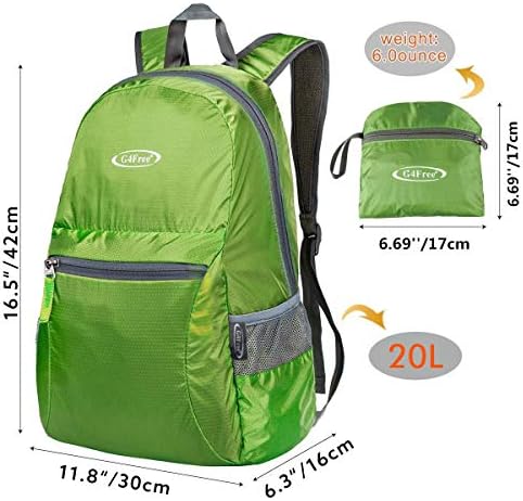 G4Free 20L Lightweight Packable Backpack Travel Hiking Daypack Foldable Backpack for Men Women