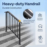 VIVOHOME 2-Pack Wrought Iron Hand Rails for Outdoor Steps – 40.6" Black Oval and Safety Balusters Exterior Railing Kit for Porch, Deck, or Indoor Stairs (4-Step, Black)