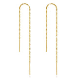 Dangle Earrings Threader Chain Earring Women Sterling Silver (Gold)