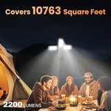 CAVN Rechargeable 10000mAh Camping Lights with Stand 6.5 ft Max Height, Portable Cordless LED Work Light 2200 Lumens 6500/4500/3500K Dimmable Camping Essentials Gear with Detachable Tripod, Black