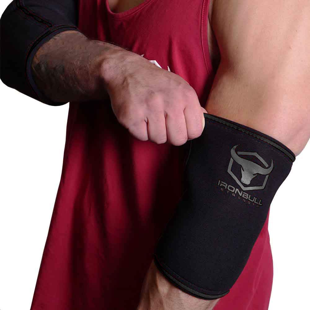 Elbow Sleeves 5mm (1 Pair) - High Performance Elbow Sleeve Support for Weightlifting, Weight Training & Powerlifting - Best Compression Straps - for Men and Women (Medium, Black/Black)