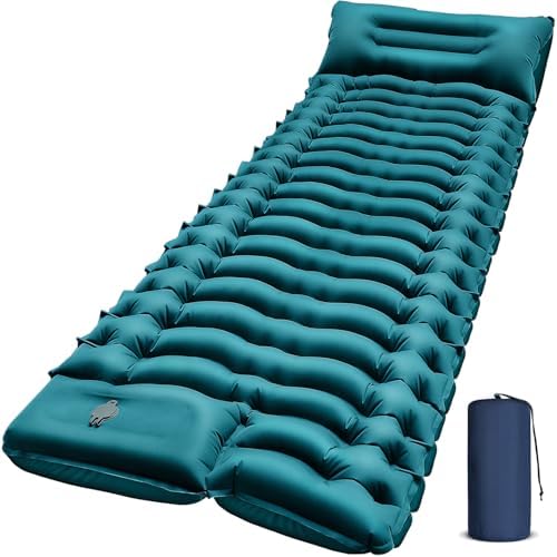 Camping Sleeping Pad, Ultralight Camping Mat with Pillow Built-in Foot Pump Inflatable Sleeping Pads Compact for Camping Backpacking Hiking Traveling Tent