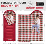 KingCamp Sleeping-Bags Kids Sleeping Bag Flannel Lined Cold Weather 3-4 Season Sleeping Bag for Teens Youth Child Boys Girls