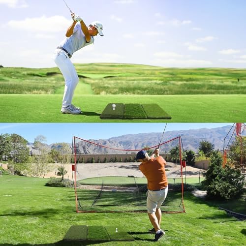 Golf Hitting Mat | Golf Training Mat for Swing Path Feedback/Detection Batting | Extra Replaceable Golf Practice Mat 16"x12" | Golf Gifts for Men/Women for Home Indoor Outdoor