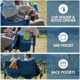 PORTAL Double Camping Chair Sofa 2 Person Loveseat Folding Thicken Camp Chair for Adults with Cup Holder, Outdoors Lawn Camp Soccer Sports, Support 600 lbs (Blue)