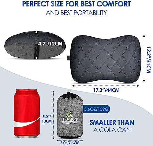 Hikenture Camping Pillow with Removable Cover - Ultralight Inflatable Pillow for Neck Lumbar Support - Upgrade Backpacking Pillow - Washable Travel Air Pillows for Camping, Hiking, Backpacking