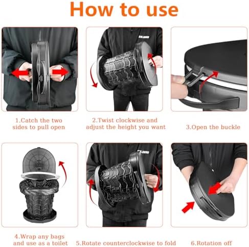 Boreeman Portable camping Toilet, Foldable and Height Adjustable, Load Capacity 400lbs, with Carrying Handle, Perfect for Camping, Travel & Car Use