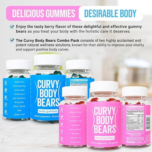 Curvy Body Bears Gummies Combo Pack - Chest and Bum Gummies - Workout Aid - Women’s Support Supplement - Berry Flavored - Essential Herbs - Multivitamins