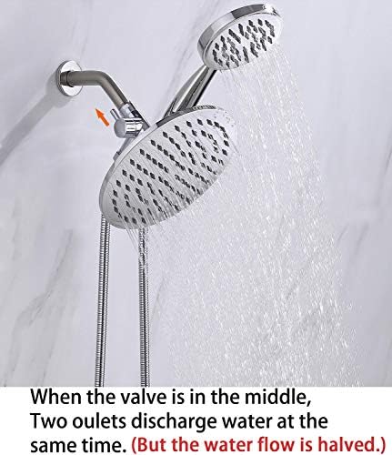 G-Promise Solid Metal Shower Arm Diverter with Holder for Hand Held Showerhead and Fixed Spray Head, G 1/2 3-Way Bathroom Universal Diverter System Replacement Part (Polished Chrome)