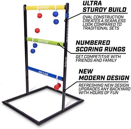 GoSports Ladder Toss Indoor & Outdoor Game Set with 6 Soft Rubber Bolo Balls and Travel Carrying Case - Choose Pro or Classic