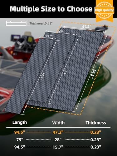 FOCEAN Boat Flooring EVA Foam Boat Decking Marine Mat Non-Slip Self-Adhesive Flooring Sheet for Motorboat Kayak Surfboard Garden Floor Swimming Pools, 94.5''x 47.2'', Dark Grey with Black Lines