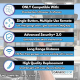 Garage Stop 2X for 891LM Chamberlain Craftsman Liftmaster Garage Door Opener Remote Replacement, 1993 to Present Garage Clicker, Universal Garage Door Opener Remote