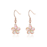 CiNily Rose Gold Plated Flower Dangle Drop Earrings Opal Earrings for Women