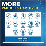 Filtrete 16x20x1 AC Furnace Air Filter, MERV 13, MPR 1900, Premium Allergen, Bacteria & Virus Filter, 3-Month Pleated 1-Inch Electrostatic Air Cleaning Filter, 4-Pack (Actual Size 15.69x19.69x0.78 in)