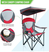 ALPHA CAMP Heavy Duty Canopy Lounge Chair Sunshade Hiking Travel Chair with Cup Holder