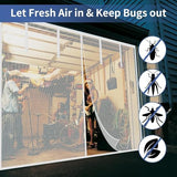 Magnetic Garage Screen Door for 1 Car Garage Doors up to 9x7FT- Reinforced Self Sealing Fiberglass Mesh Door Screen with 4 Strapping Tapes, Hands Free Door Screen with Closure Weighted Bottom, White