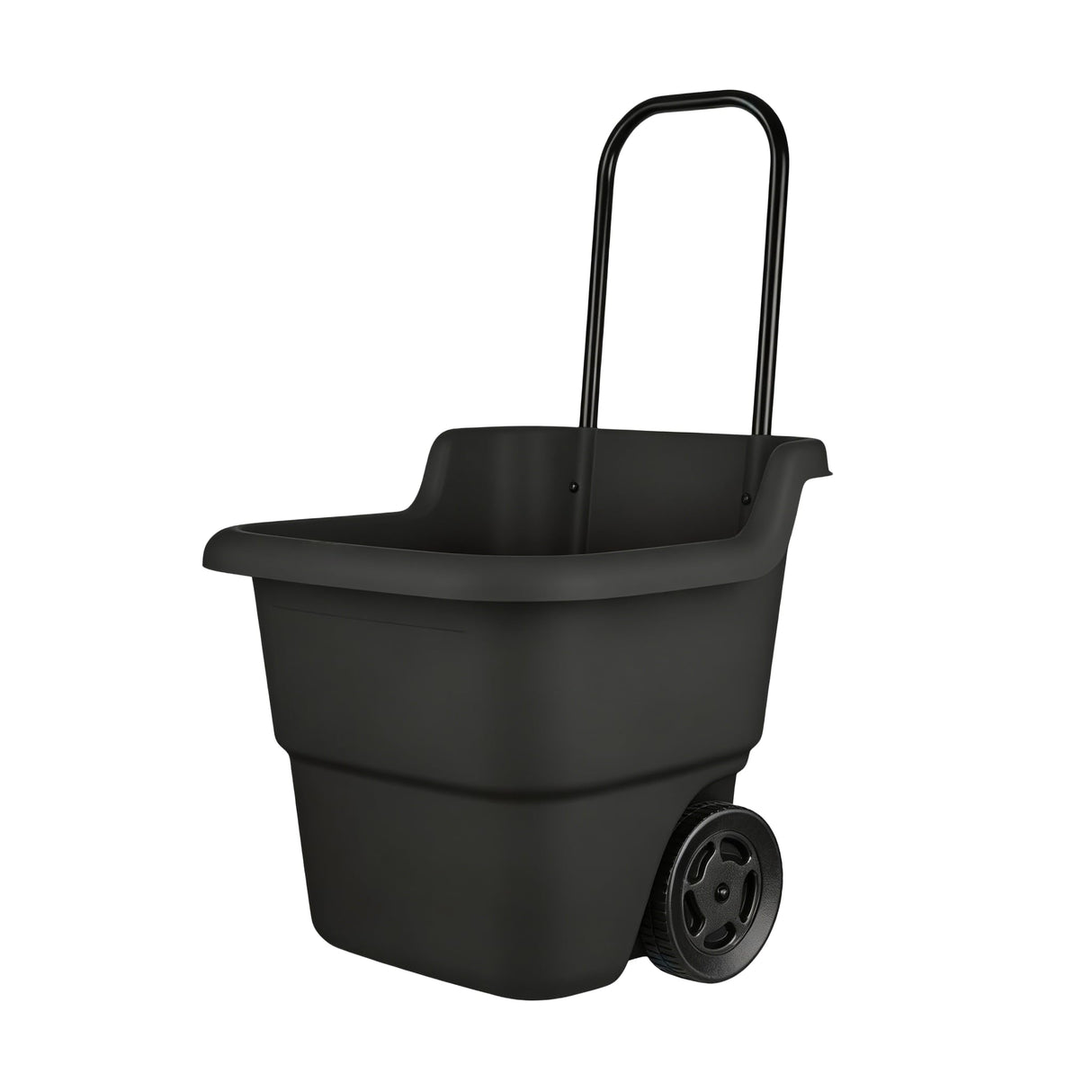15 Gallon Rolling Garden Cart, Durable Resin Multi-Purpose Yard Cart, Retractable Handle and 7 Inch Wheels, Outdoor Utility Cart for Gardening, Lawn and Home Hauling (Black)
