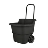 15 Gallon Rolling Garden Cart, Durable Resin Multi-Purpose Yard Cart, Retractable Handle and 7 Inch Wheels, Outdoor Utility Cart for Gardening, Lawn and Home Hauling (Black)
