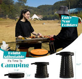 19.7” Heavy Duty Collapsible Stool with Cushion - Portable, Foldable Camping Stool for Adults, Max Capacity 1000lbs