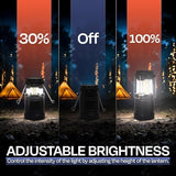 Rechargeable Camping Lanterns for Power Outages - Pack of 2 Waterproof LED Solar Lanterns for Camping Essentials, Hiking Gear, Battery Backup & Emergency Survival Kits