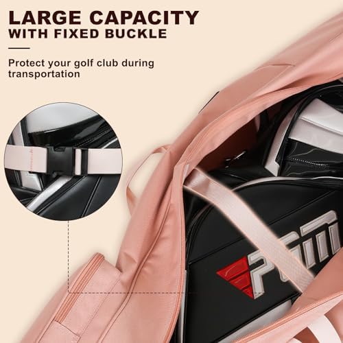 Golf Travel Bags for Airlines with Adjustable Support Rod and Detachable Shoulder Straps, Soft Foldable Golf Club Travel Covers, 900D Heavy Duty Oxford -Universal Size