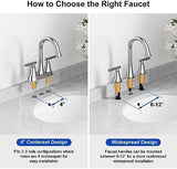 Bathroom Faucets for Sink 3 Hole, Hurran Chrome Bathroom Sink Faucet with Pop-up Drain and Supply Lines, Stainless Steel Lead-Free Widespread Faucet for Vanity RV Farmhouse Sink