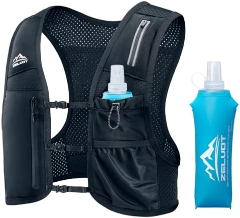 Running Vest for Women Men, USA Original Patent, Adjustable Chest Straps Running Hydration Vest with Phone Holder and 6 Pockets, Lightweight Reflective Running Vest for Hiking Running