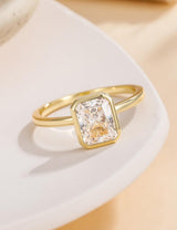 EAMTI 3CT Engagement Rings for Women Radiant Cut CZ Solitaire Promise Wedding Bands Travel Bezel Ring 14K Gold Plated Size 7.5