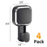 LEVERLOC 4 Pack Suction Cup Hooks for Inside Shower, Powerful Vacuum Suction Shower Holder for Towel, Loofah, Clothes, Damage Free Hanging Bathroom Wall Hooks, Easy to Install and Remove, Black