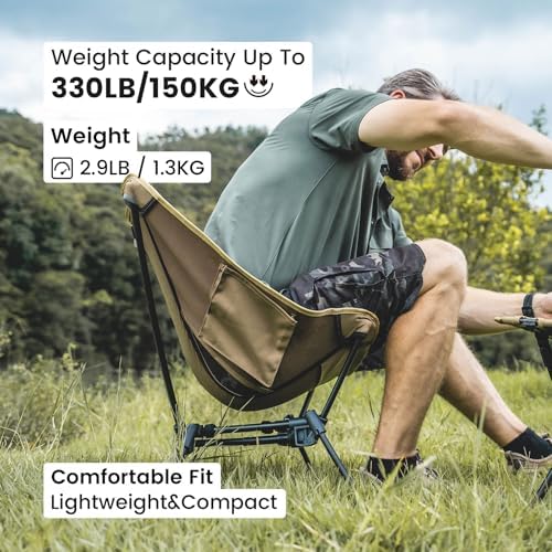 OneTigris Tigerblade Camping Chair, Lightweight Folding Backpacking Hiking, Compact Portable 330 lbs Capacity