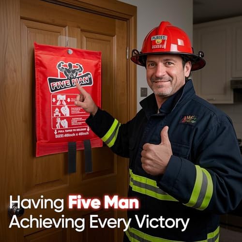 Emergency Fire Blanket for Home Kitchen -40"x40"- Flame Fiberglass Fire Blankets for House Camping Car Office School Emergency Survival Safety - with Blanket Hook and Glove (1-pcs)