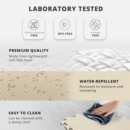 Gym Flooring Set - Interlocking EVA Soft Foam Floor Mat, 18 Pieces Puzzle Rubber Tiles Protective Ground Surface Protection, Play Workout Exercise Mats Underlay Matting Sports Pool Home Fitness Garage