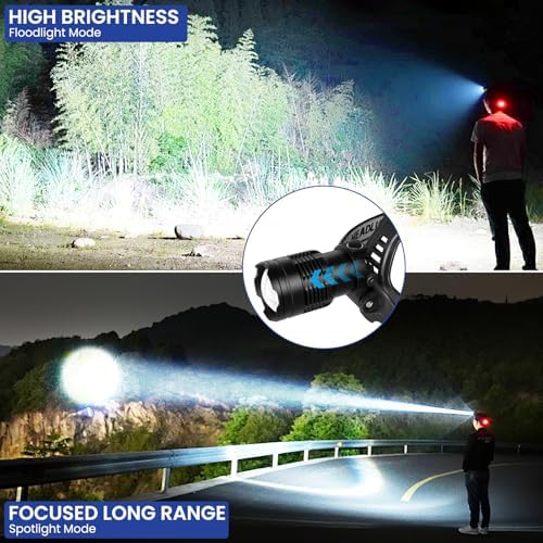 LED Headlamp Rechargeable 2Pack, 3000 Lumens Bright Head Lamp Βattery Include, 90° Adjustable Head Lights for Forehead with 3 Modes, Long Runtime & Waterproof Headlamps for Adults Camping Hiking