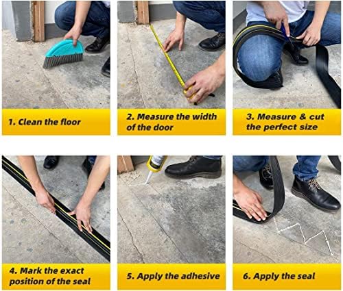 Jin&Bao Universal Garage Door Threshold Seal Strip 20FT Kit, Bottom Waterproof Rubber Weather Stripping Replacement（Blue, 2 Adhesive）