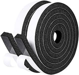 fowong Weather Stripping 1" W X 1/2" T, Open Cell Adhesive Foam Tape Maximum Compression Shock Buffer Air Conditioning Rubber Foam Strip, 2 Rolls X 6.5 Ft